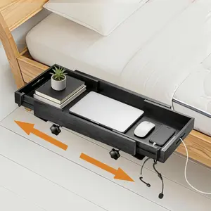 Bedside Shelf for Bed - Clamp  Nightstand Tray for Bunk Bed & College Dorm Room Essentials, Sturdy Floating Side Table Organizer with Cup Holder & Cord Slot for Top Bunk,  & Students