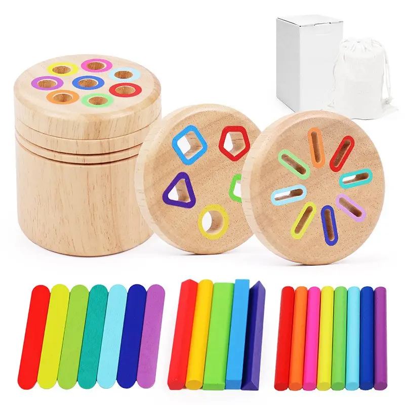 Wooden Color Classification Pen Holder, Shape Recognition Puzzle, Hand-Eye Coordination Toy, Learning Tool, Non-Handheld Design