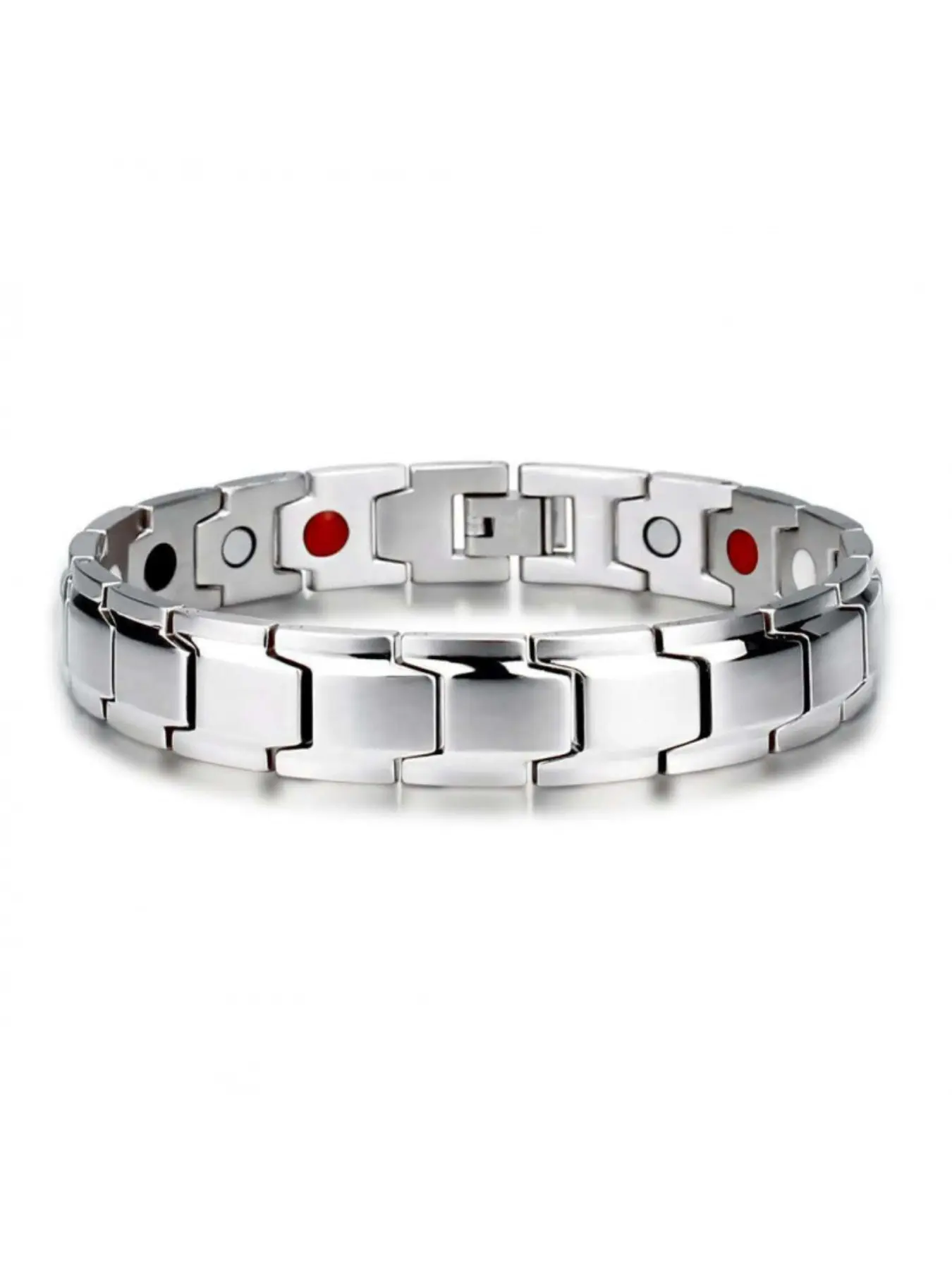 Men's Stainless Steel Magnetic Bracelet Polished Silver Link Chain Bracelet Energy Magnet Therapy Wristband Fashion Daily Wear Jewelry Gift for Christmas Black Friday Birthday