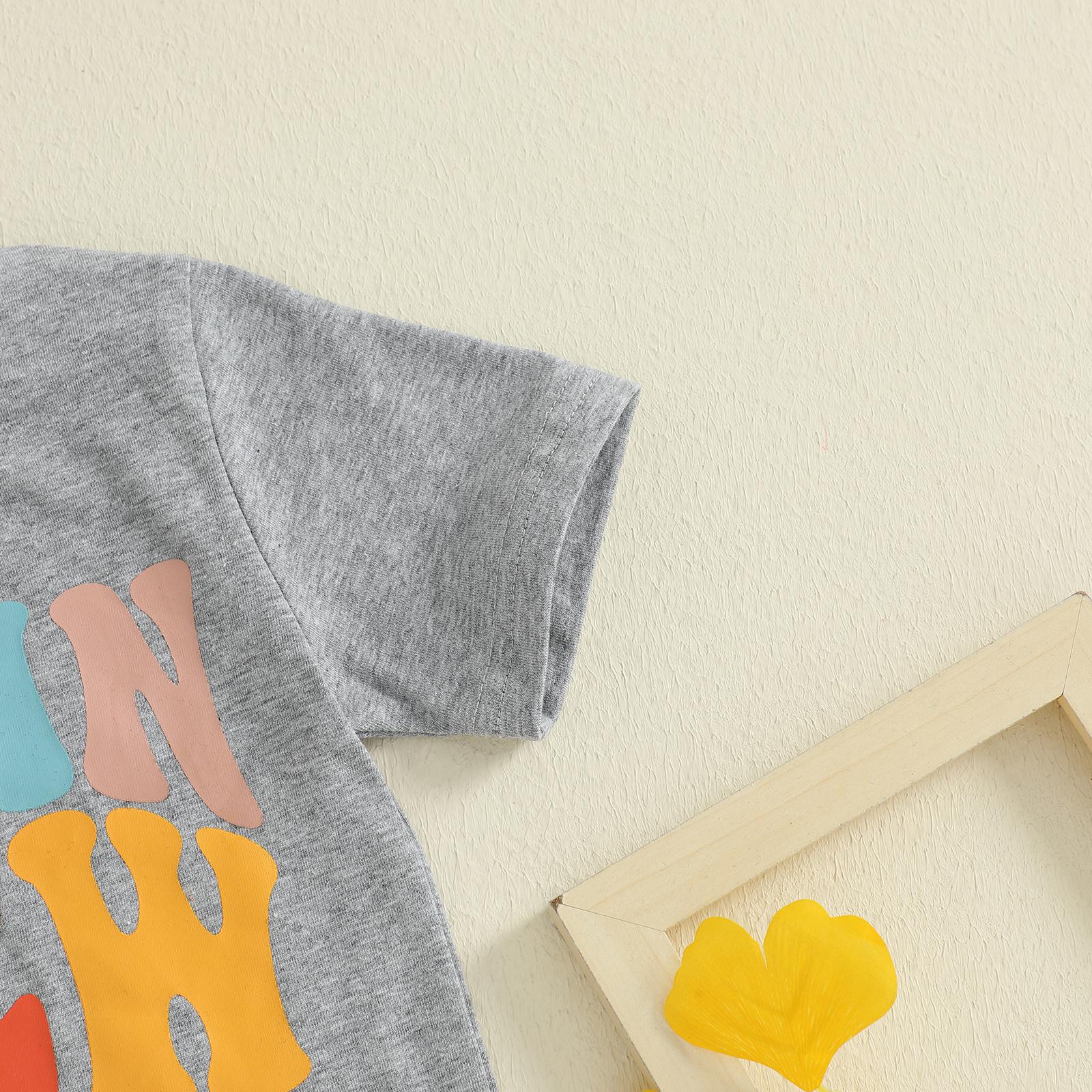 Toddler Baby Boy Girl Summer Tops Casual Round Neck Short Sleeve Letter Print T-Shirt Toddler Kids Summer Clothes Outfits