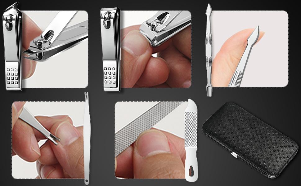 Manicure Set - 19 in 1 Professional Nail Clippers Pedicure Kit, Manicure Tool Kit, Stainless Steel Facial Grooming Set Kit, Gift Idea for Women, Men, Girls, Teens, Black springtok Manicure Set - 19 in 1 Professional Nail Clippers Pedicure Kit, Manicure Tool Kit, Stainless Steel Facial Grooming Set Kit, Gift Idea for Women, Men, Girls, Teens, Black springtok