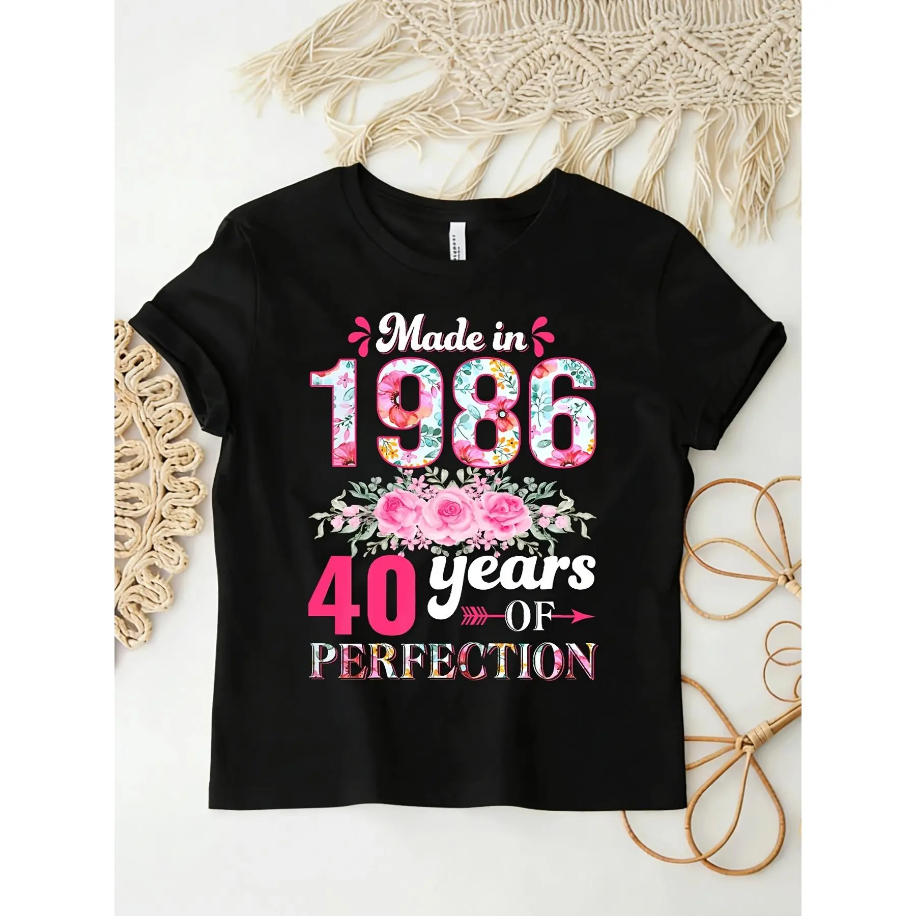 1986 Vintage T-Shirt - 40th Birthday Gift for Men & Women Suitable for Celebrating Father's Day, Retro Unisex Tee with Round Neck Casual Fit, Year-Round Wear for Family Gatherings (Hand Washable)