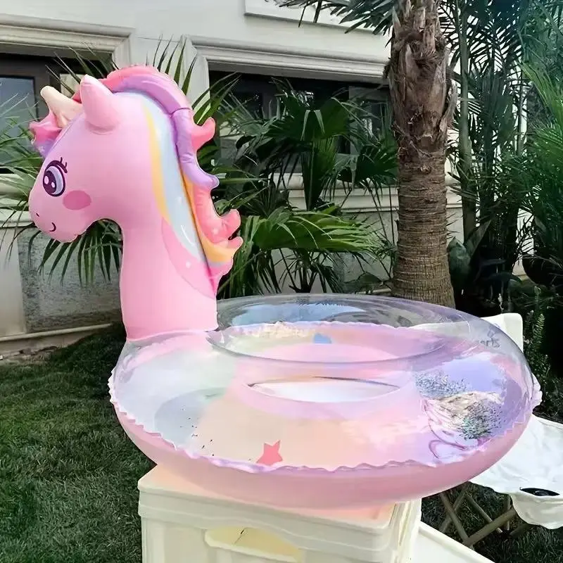 1pc Inflatable Rainbow Unicorn Pool Float – Glitter Design for Pools, Beaches & Summer Parties