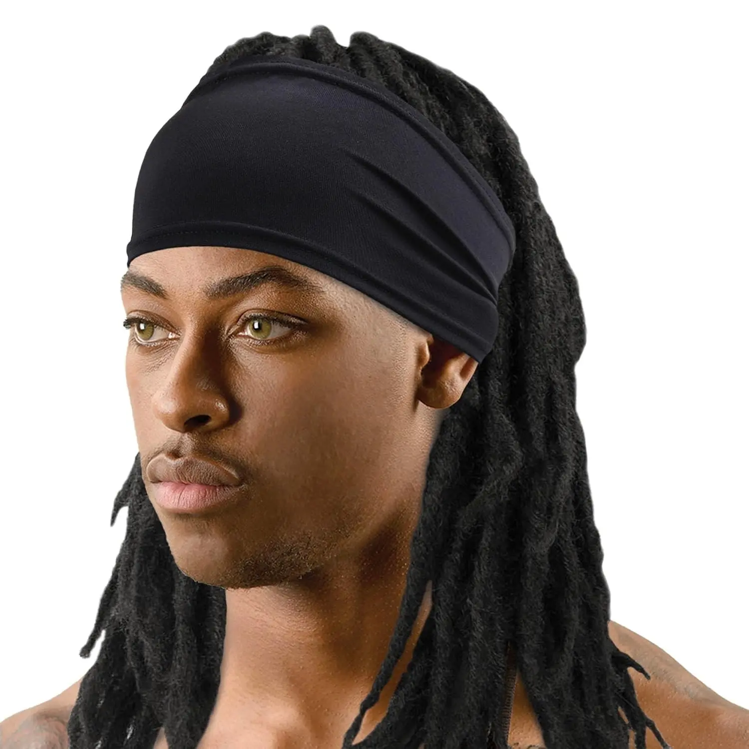 Spandex Dreadlocks Braids Headband for Men – Stretch Band for Locs and Braids, Smooth Comfort Fit (Black)Gift