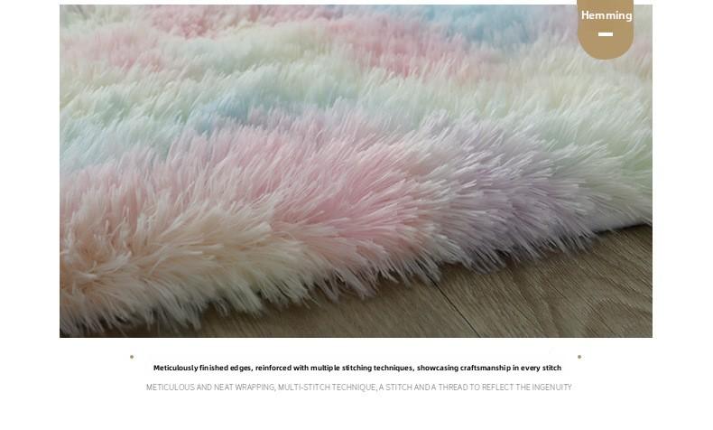 Washable Long Plush Tie-Dye Gradient Home Rug for Living Room, Bedroom, Sofa Side, Bedside and Bay Window