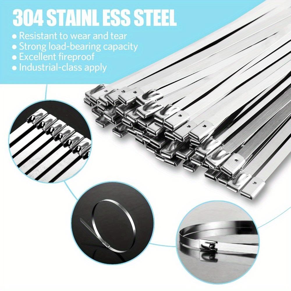 150 Pcs Metal Zip Ties Set, Multifunctional Cable Zip Ties, Stainless Stee Metal Zip Ties, Suitable for Outdoor Chain Link Fence and Exhaust Wrap, Cheap Stuff Industrial Hardware