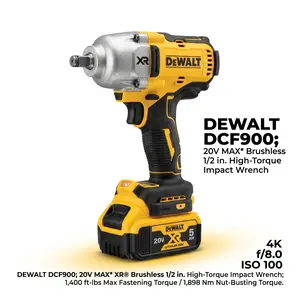 Professional DEWALT 20V MAX XR 1/2" Impact Wrench DCF900 features 4-Mode Drive Control with Precision Wrench Mode for Controlled Fastening and 1400 ft-lbs Torque Includes High-Capacity 5.0Ah Battery and Charger Kit power tool friction ring