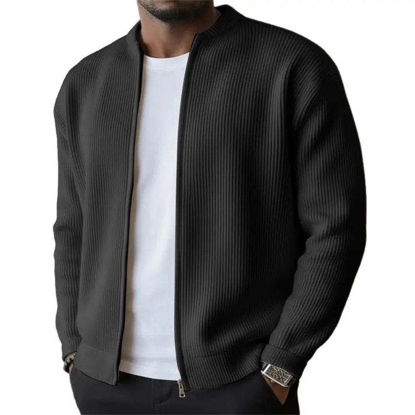 Men's Premium Business-Casual Corduroy Jacket – Solid Color, Zip-Front, Long-Sleeve – Versatile Style for Autumn/Winter (Euro-American Design)