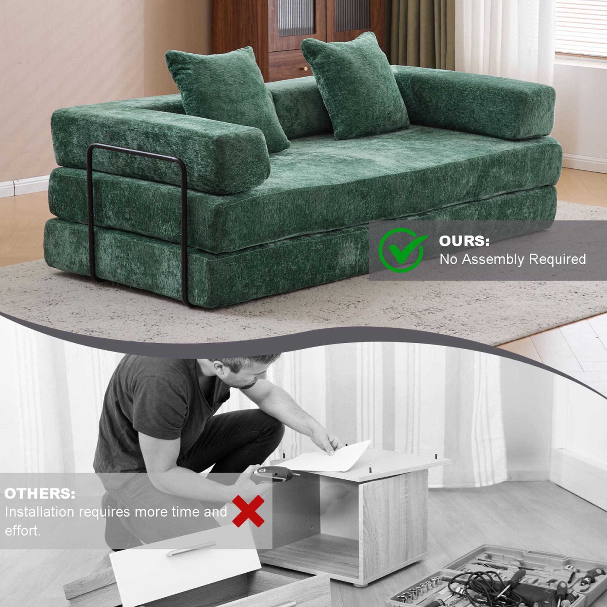 76.77"New Multiple Covers Available Cloud Floor Sofa Bed High-Quality Convertible Comfy Corduroy Fabric, Premium Sponge Padding, Multi-Functional Floor Sofa & Mattress for Living Room Upholstered Soft Couch,Multiple Colors of Sofa Covers Available