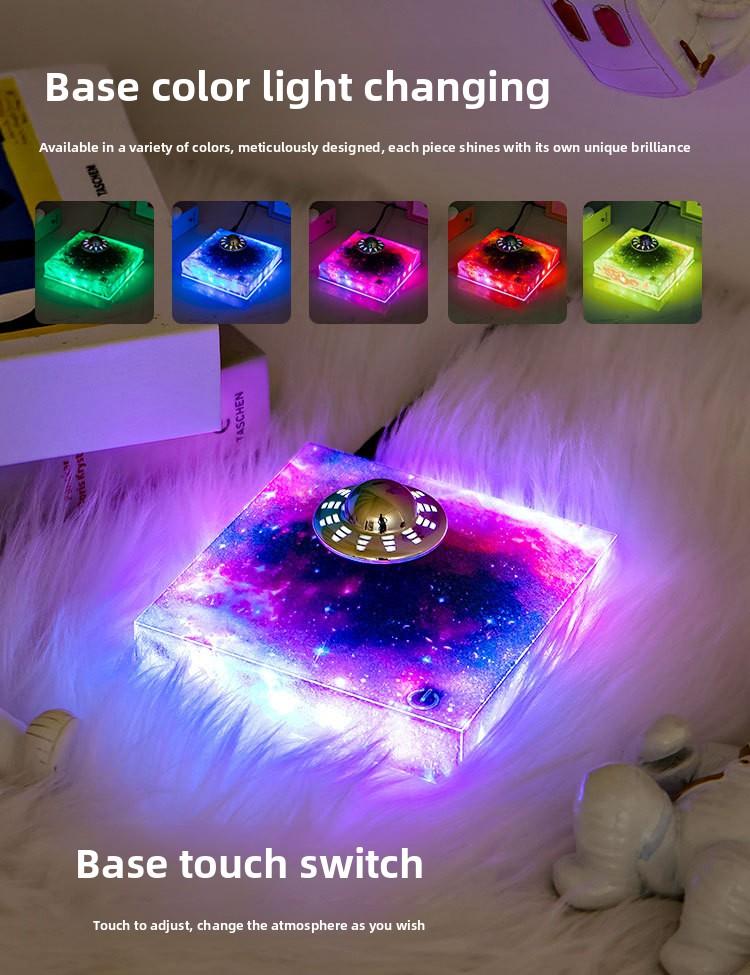 Magnetic Levitation UFO Starry Sky Lamp Gift Ornament Ambient Illumination for Home Decor and Gift Giving with Rotating Feature