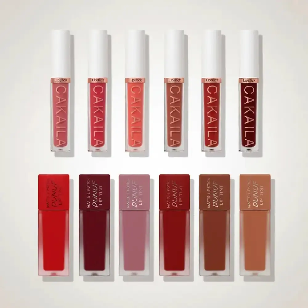 CAKAILA Matte Liquid Lipstick & Velvet Lip Tint Bundle, 12pcs Long-Lasting Waterproof Lip Gloss Set with 3 Color Combos, Suitable for All Skin Types, Adults and Women