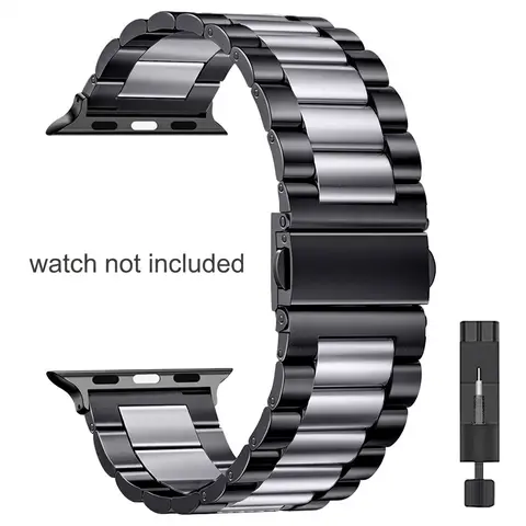 Stainless Steel Metal Band Smart Watch Straps Smartwatch Compatible Bands Compatible with Apple Series 11/10/9/8/7/6/5/4/se/ultra 3 2 1, 49mm/46mm/45mm/44mm/42mm/41mm/40mm/38mm Wearable Accessories Smartwatch Replacement Straps (Band Only)