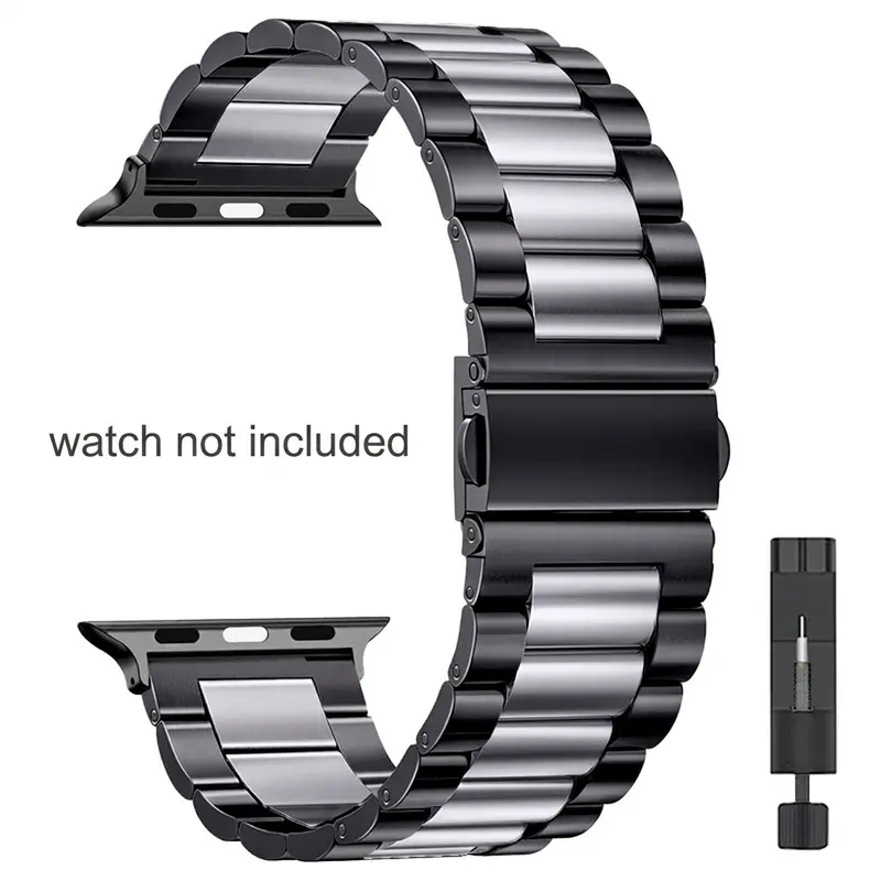 Stainless Steel Metal Band Smart Watch Straps Smartwatch Compatible Bands Compatible with Apple Series 11/10/9/8/7/6/5/4/se/ultra 3 2 1, 49mm/46mm/45mm/44mm/42mm/41mm/40mm/38mm Wearable Accessories Smartwatch Replacement Straps (Band Only)