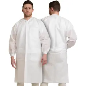 10 Disposable White Lab Coats with Pockets, Knee Length Unisex Fit for Women Men, Ideal for Hospitals Pharmacies Labs Clinics Painting Home Use, Size Large