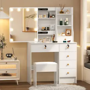 Modern Dressing Table Makeup Vanity Desk Storage Drawers Bedroom Vanity Set