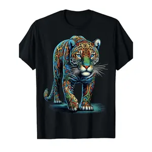 for JAGUAR Colorful Animal Zoo Jaguars T-Shirt[Cool Design] Street Trending Style Women's Tee Comfortable Cotton Round Neck Shorts Same Gender Design and Sleeves Men's T Shirts