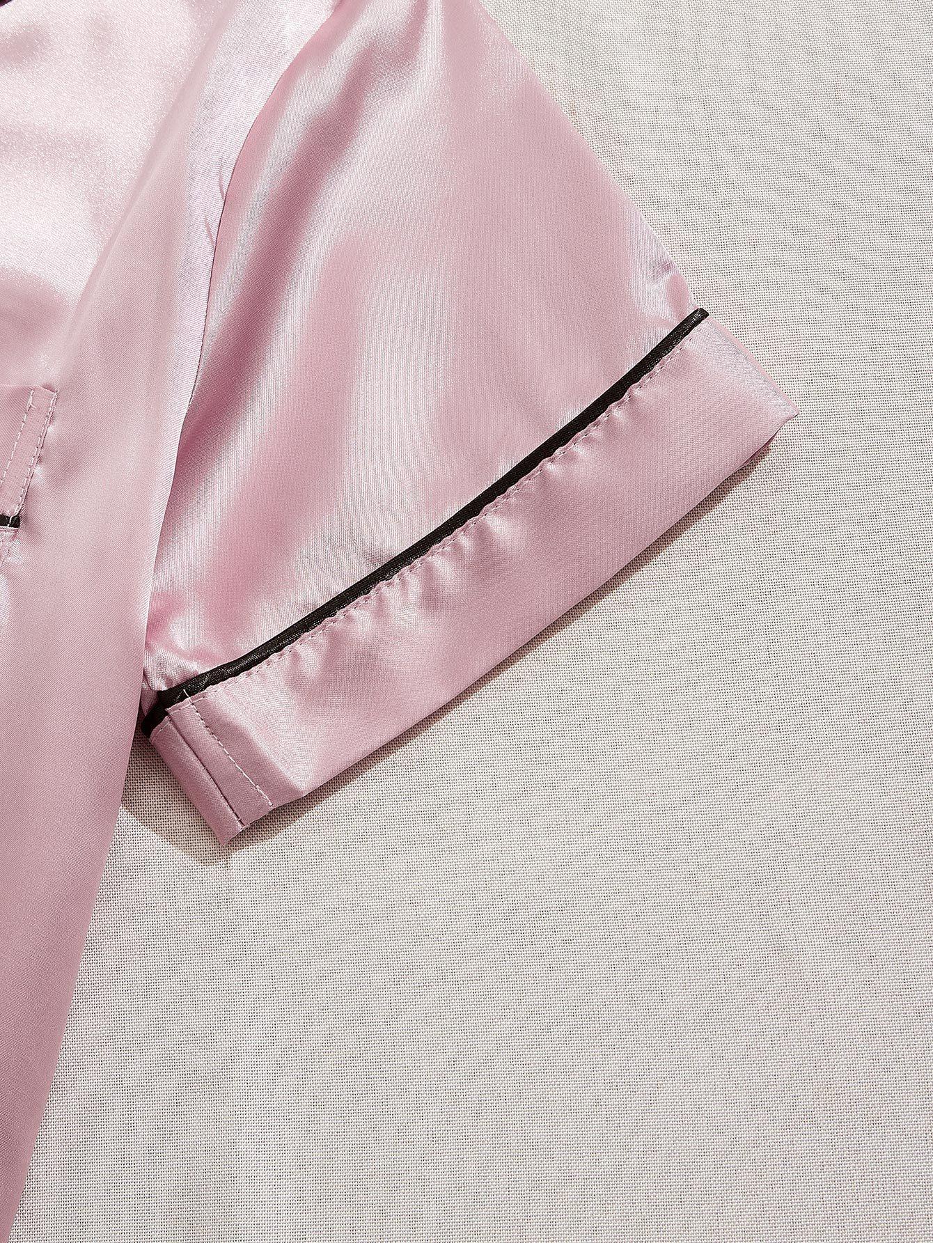 [3 Sets Satin Sleepwear] 3 Sets Satin Pajama Set, Short Sleeve Lapel Top & Elastic Waistband Shorts, Women's Sleepwear & Loungewear