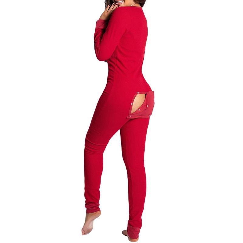 Women's Sleeping Romper, Valentine's Day Pajamas, Long Sleeve V-Neck Printed Loose Detachable Crotch Elastic Home Clothes Women's Sleeping Romper, Valentine's Day Pajamas, Long Sleeve V-Neck Printed Loose Detachable Crotch Elastic Home Clothes