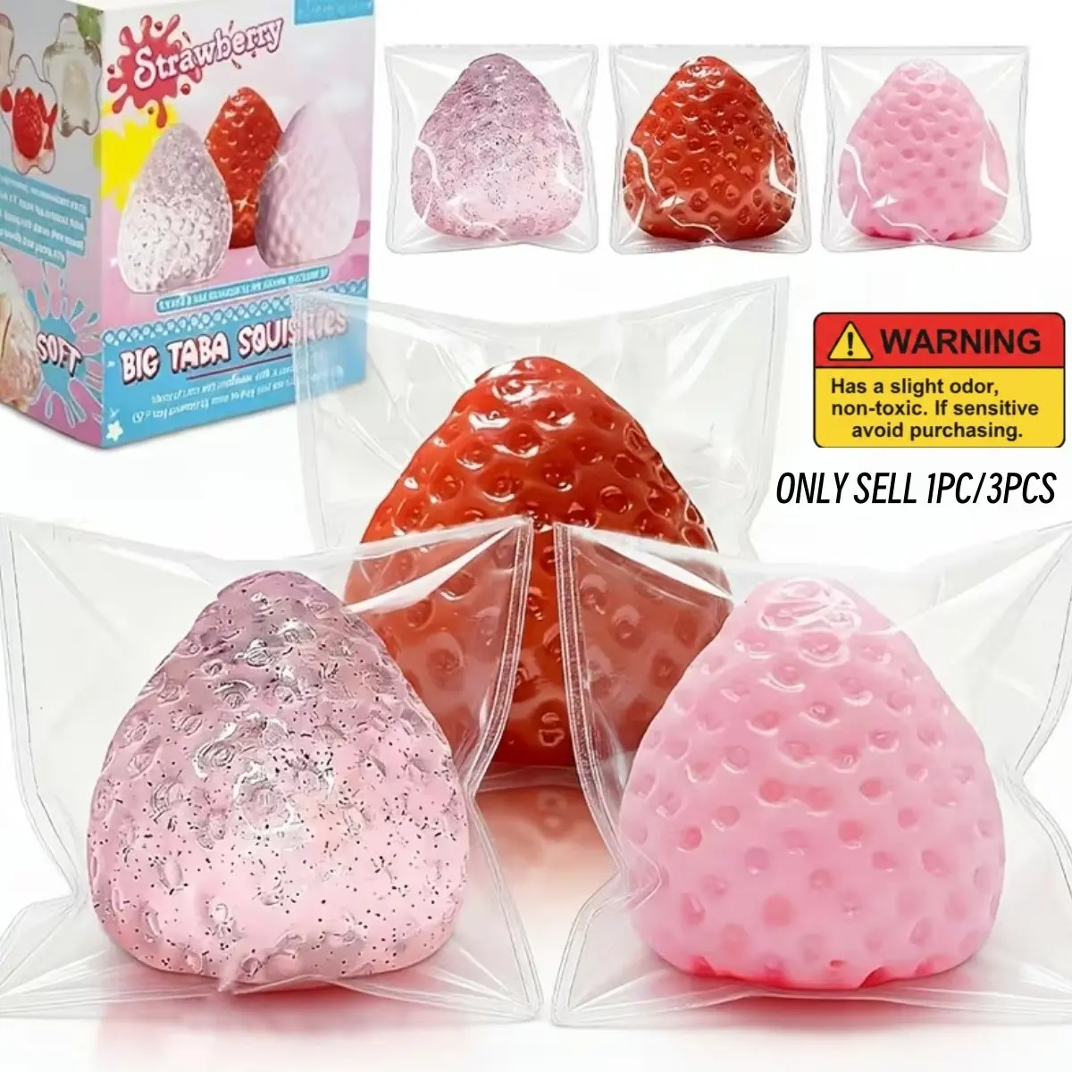 Big Taba Squishies Strawberry Toys, Squishy Fidget Toys Set Relax, Upgrade Kawaii Taba Squishies, Kawaii Soft Squeeze for Party Favors, Christmas Gifts, Goodie Bags Stuffers, Easter Basket Fillers, Gifts, Office Leisure, Desk Accessory, Cat & Dog Toys