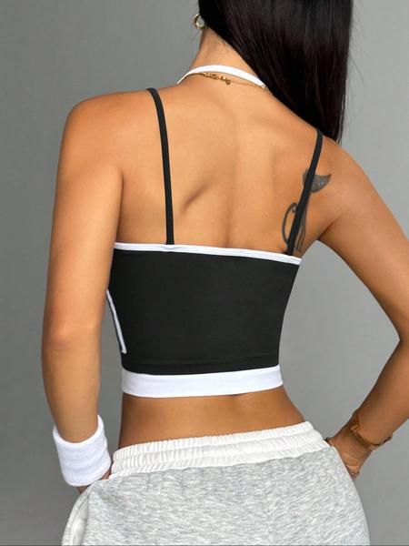 Women's Colorblock Sports Bra Vest, High Elastic Breathable Fitness Underwear, Comfortable Workout Tank Top for Women, Yoga Sports Bra
