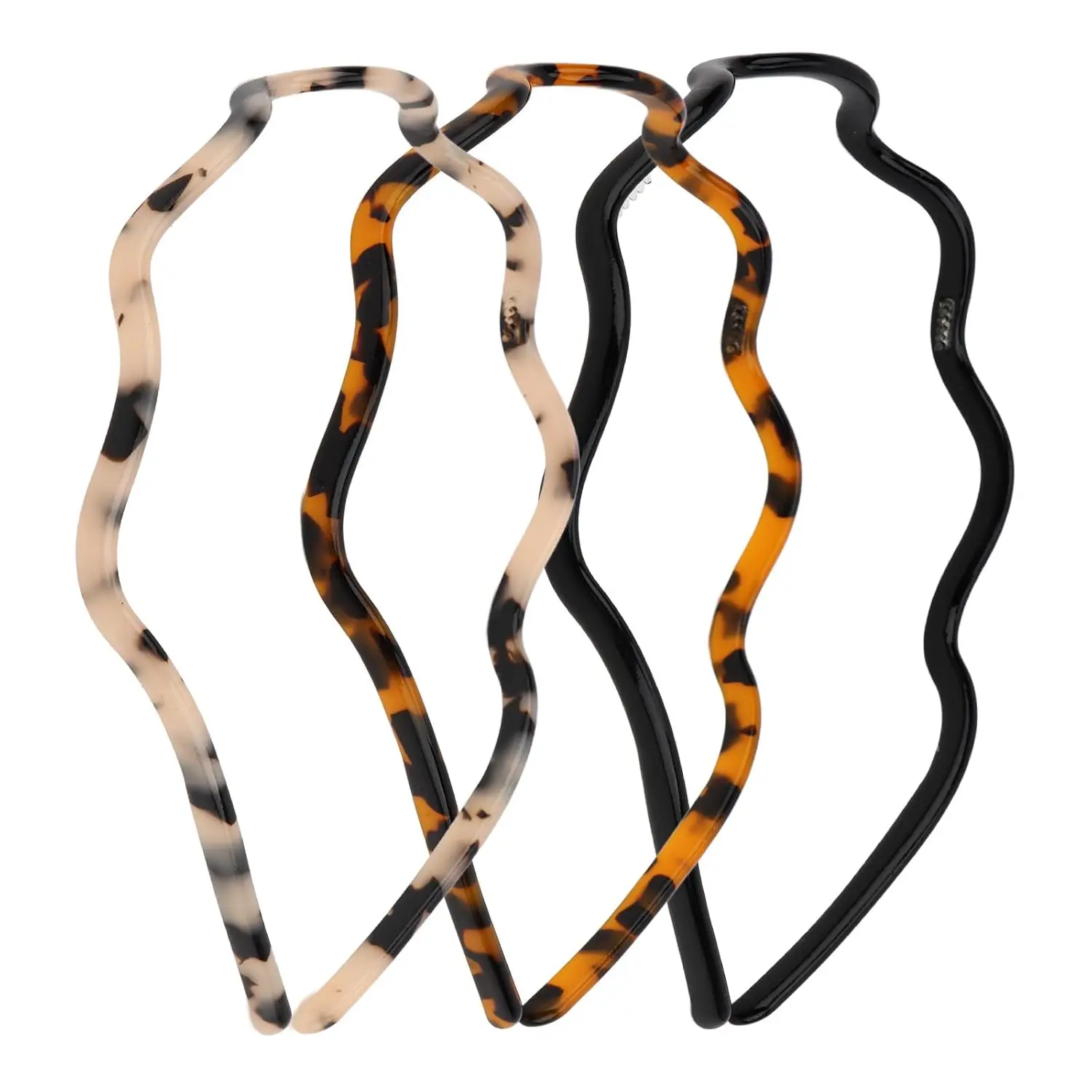 Tortoise Shell Black Sunglasses Wavy Headbands for Women 3 count | Acetate Material Fashion Hair Accessories For Women  Bands For Women's Hair Womens Headbands Non Slip