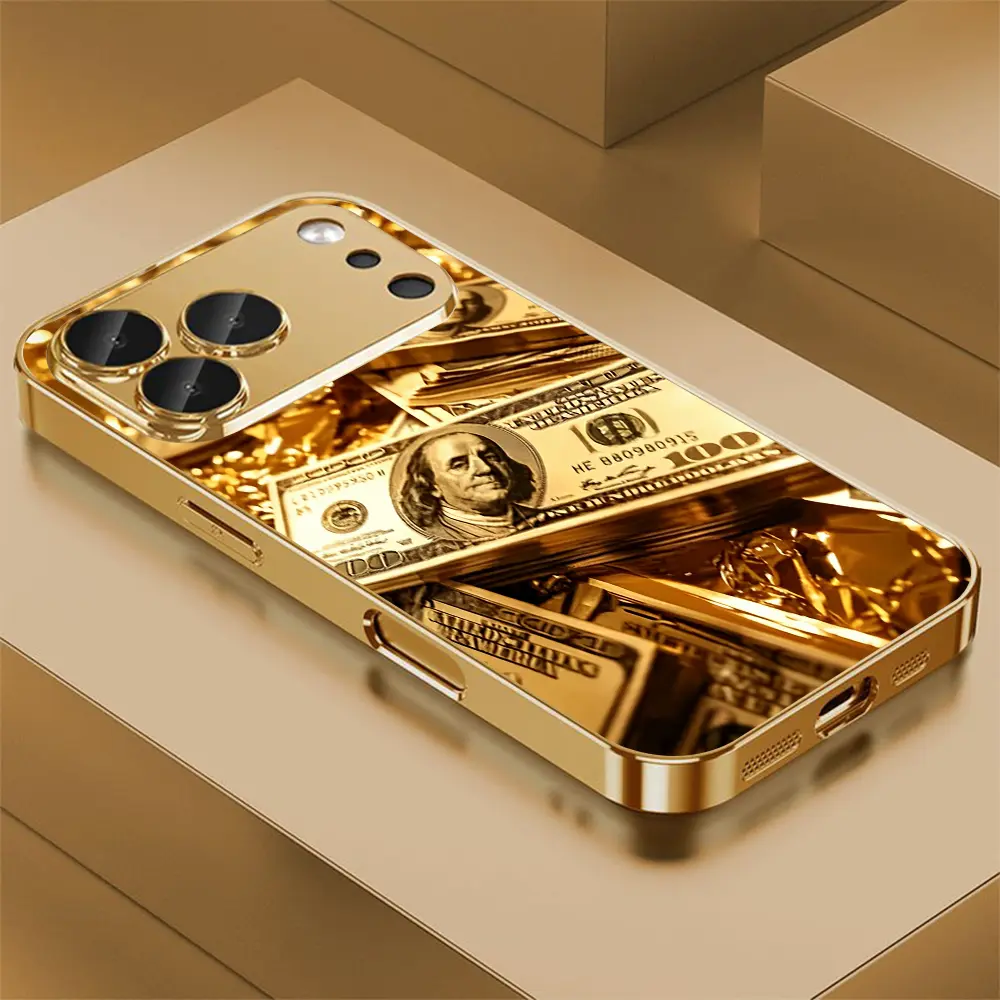 Stacked Gold Dollar Bills 2D Printed Pattern Phone Case,suitable for iPhone 17 Pro Max 16 15 14 13 12 11 Samsung Galaxy S25 Ultra S24 S23 S22 S21 S20 A series all inclusive phone case - ZQ215