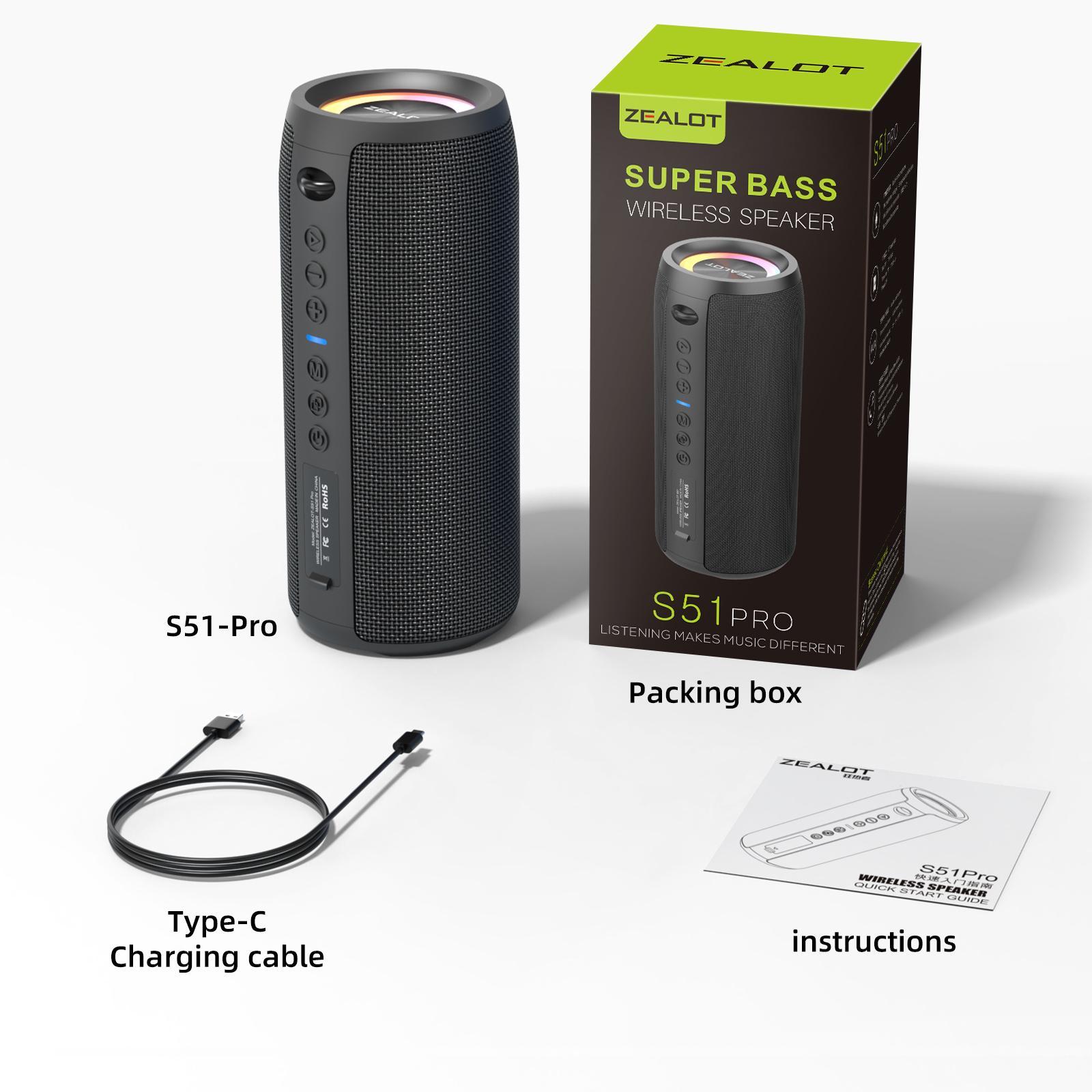 2台セットZEALOT ジーロット S51Pro ワイヤレス 高防水 40W新品 ZEALOT S51Pro Wireless Speaker, 40W Portable Wireless Speaker