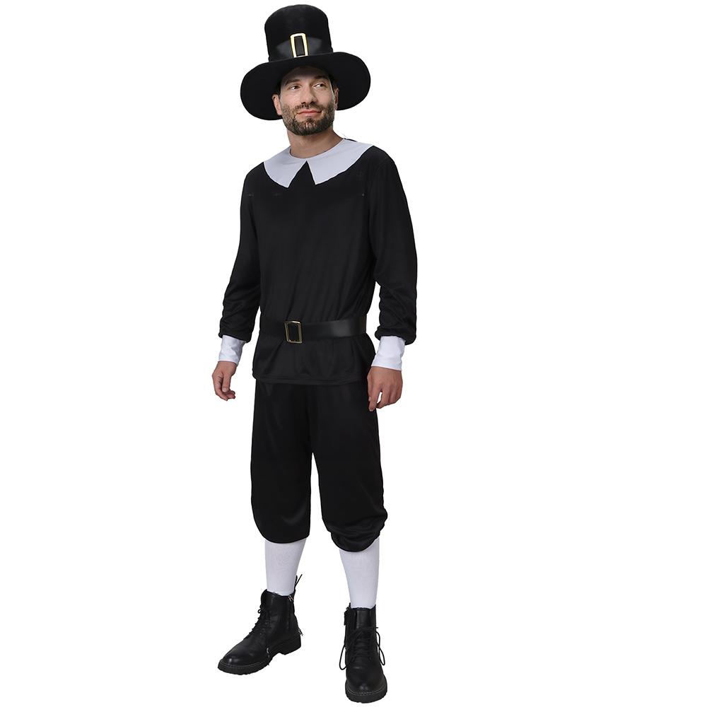 Thanksgiving Pilgrim Costume Cosplay Men's Suit Halloween Party Outfits Fancy Dress