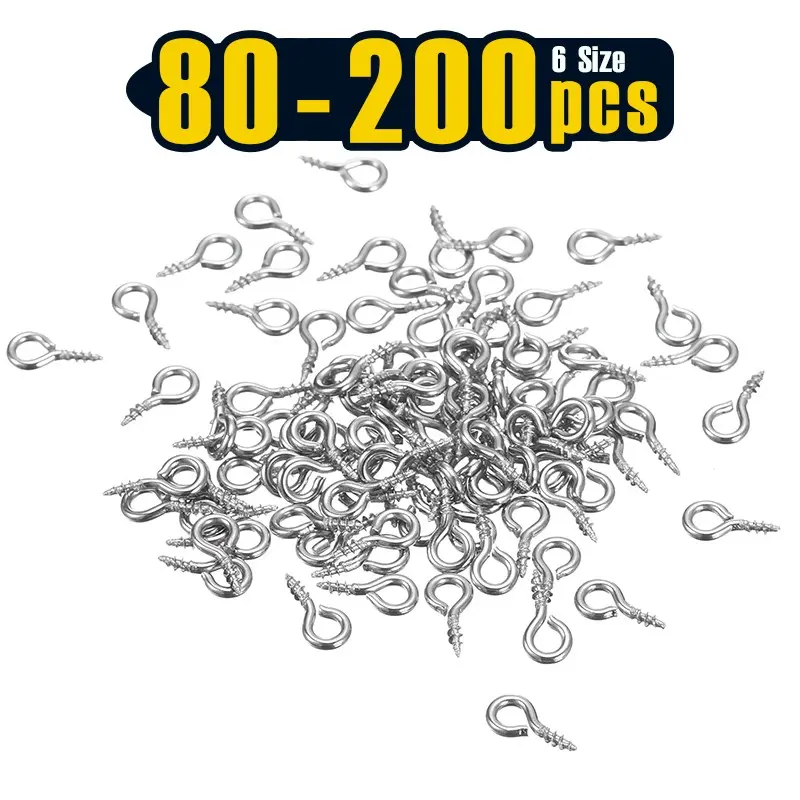 80-200 PCS Silver Eye Hooks Screw Metal Eye Hooks Small Eyelet Screws(0#-5#)