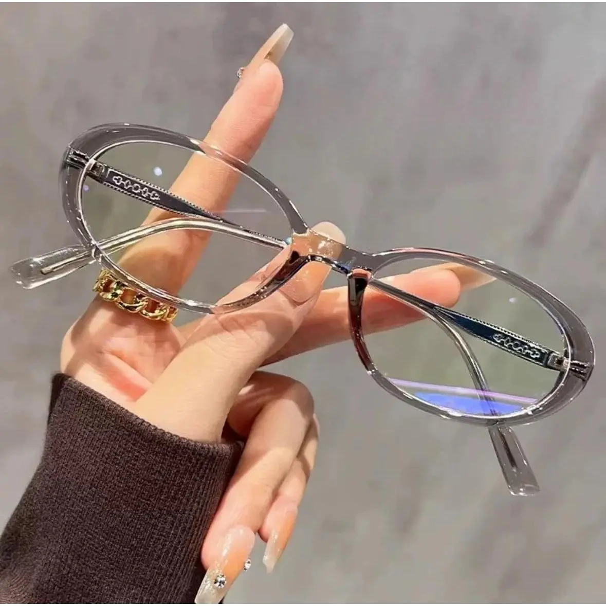Reading Glasses for Women- Oval Small Frame Unisex Computer/Daily Glasses with High Definition PC Lenses, Metal Frame 0 To +4.0