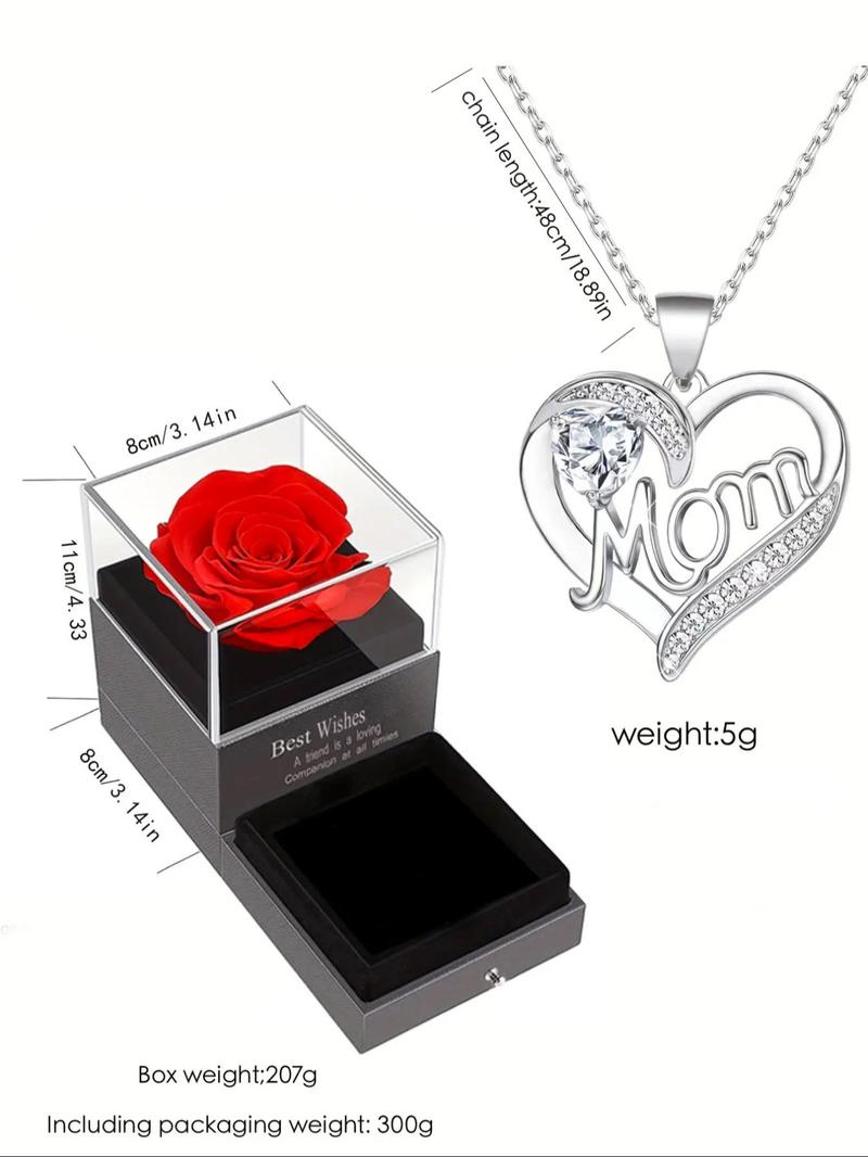 Heart Design Pendant Necklace As Gift, Hollow out Rhinestone Decor Necklace with Box, Fashion Dainty Jewelry Accessories for Women, Mother's Day Gifts, Gift Set for Mothers, Gifts for Her