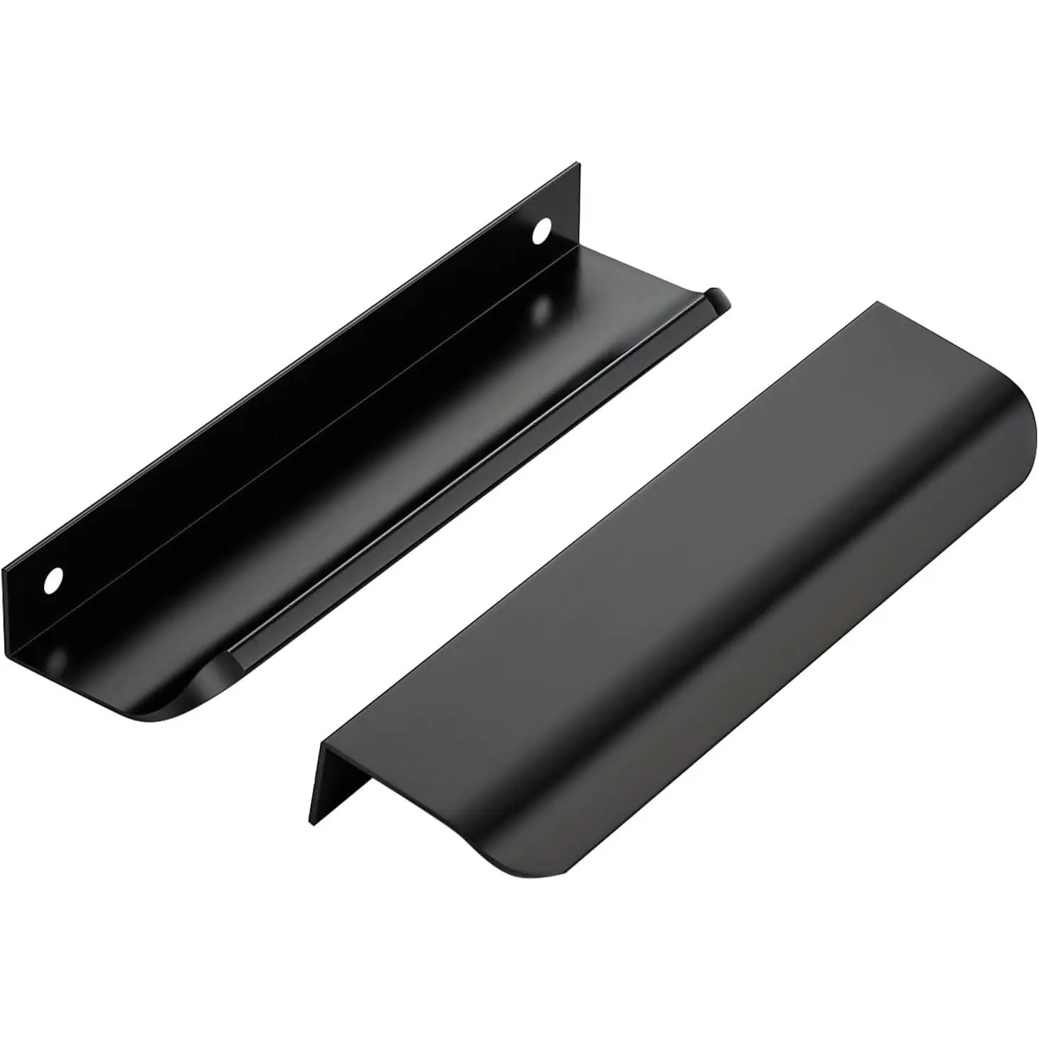 Matte Black Cabinet Handles Finger Edge Pulls 5.9 Inch CC 10 Pack | Low-Profile Finger Grip, Cabinet Door Edge Mount, Smooth Handle Shape, 5.9 Inch (150mm), For Drawers, Cupboards, Kitchen