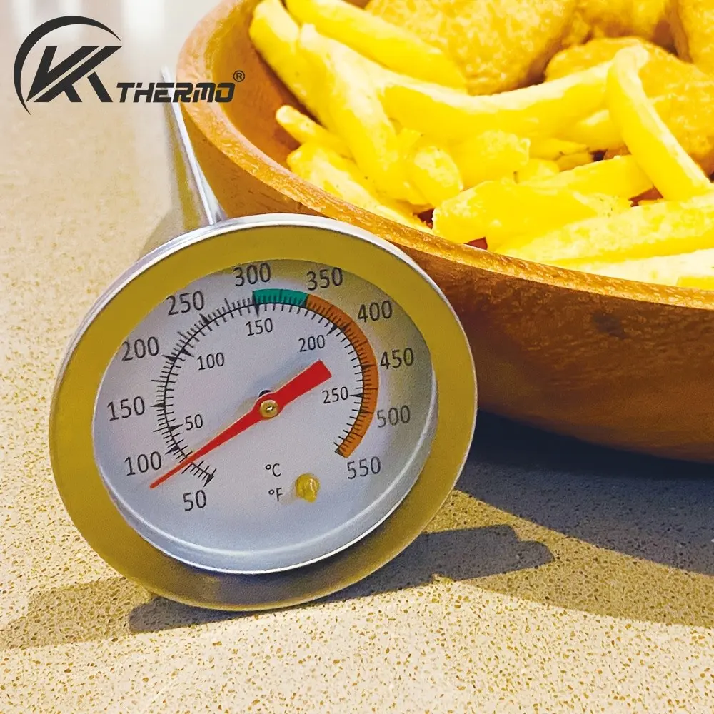 Stainless Steel Temperature Gauge with Indicator Clip & Pot Clamp, Ideal for Frying & Baking, Essential Kitchen Tool, BBQ Accessory, Perfect Gift