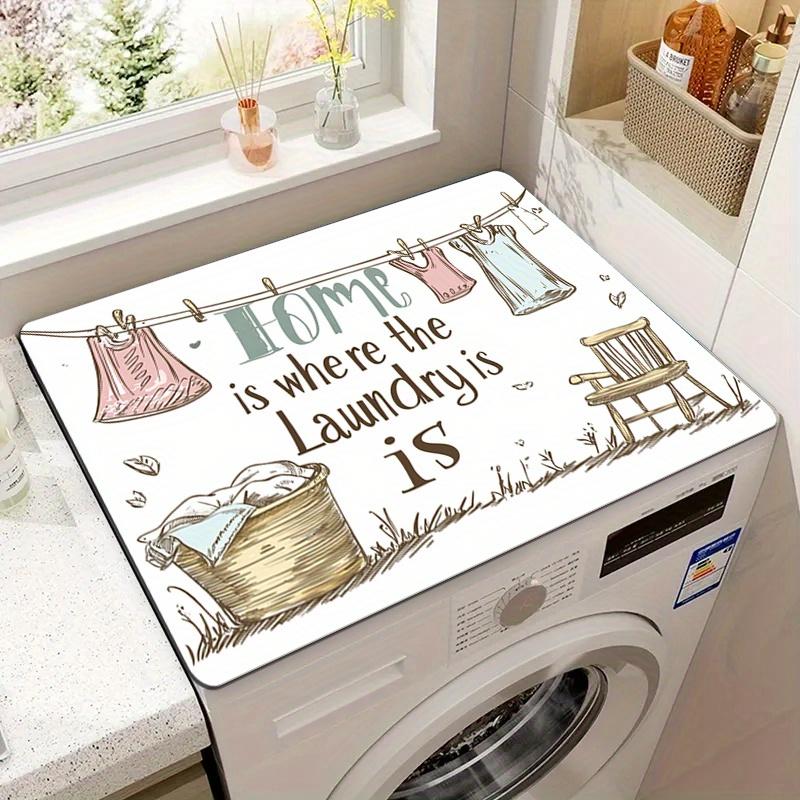 Warm slogan pattern washing machine protective pad, countertop absorbent pad, quick drying refrigerator liner, suitable for microwave cover pad of washing machine and dryer, suitable for use in laundry room and kitchen