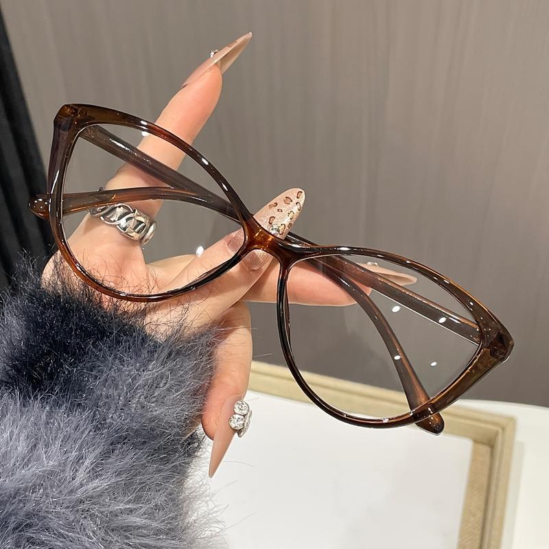 4-Pack Cat Eye Decorative Glasses for Women Transparent Lens Eyewear Stylish Lightweight Frame for Daily & Party Wear Perfect Computer Accessory One-Piece Pullover Hat with Neckband