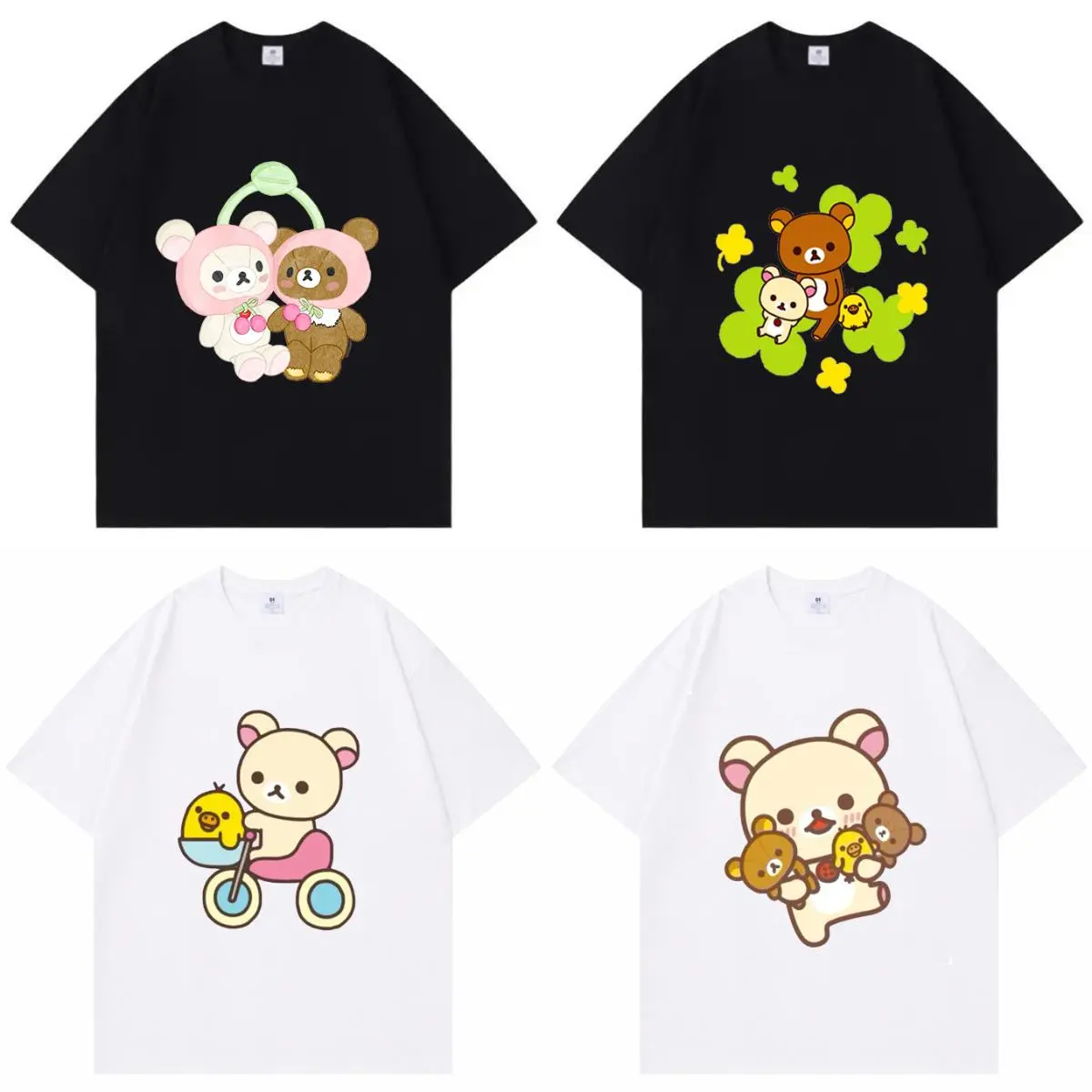 Casual Fashion Rilakkuma Y2K Kawaii Graphic Pure Cotton Tshirt,Unisex Cute Tops,Oversized Couple Tshirt,Vacation Outfit,Best Holiday Gift for Fans Halloween