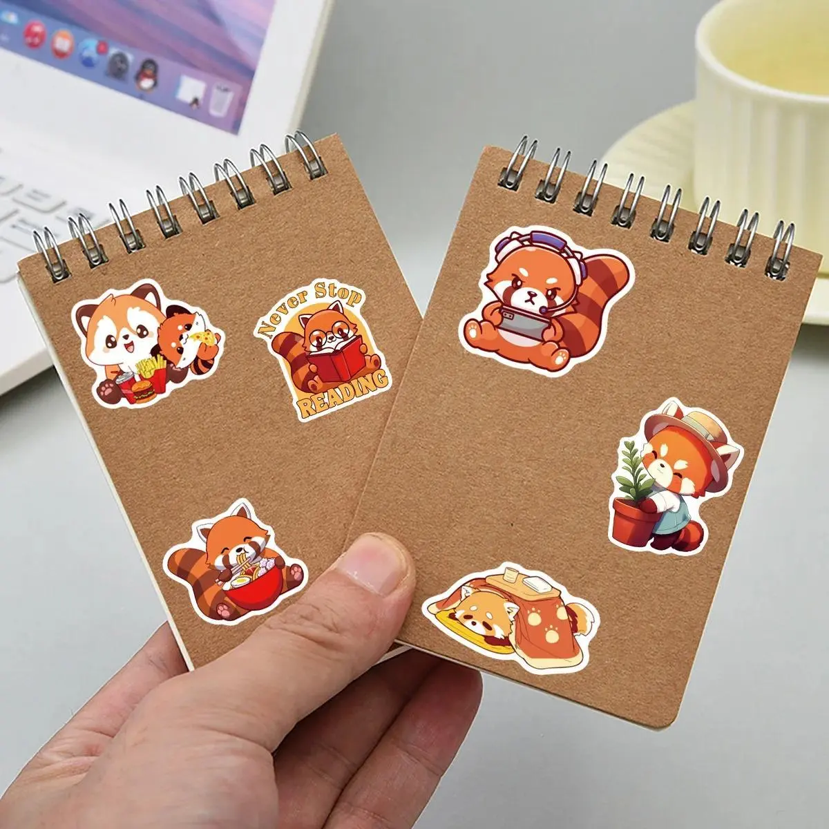 50Pcs Cartoon Cute Red Panda Stickers Graffiti iPad Luggage DIY Cup Guitar Skateboard Notebook Helmet Decoration Sticker