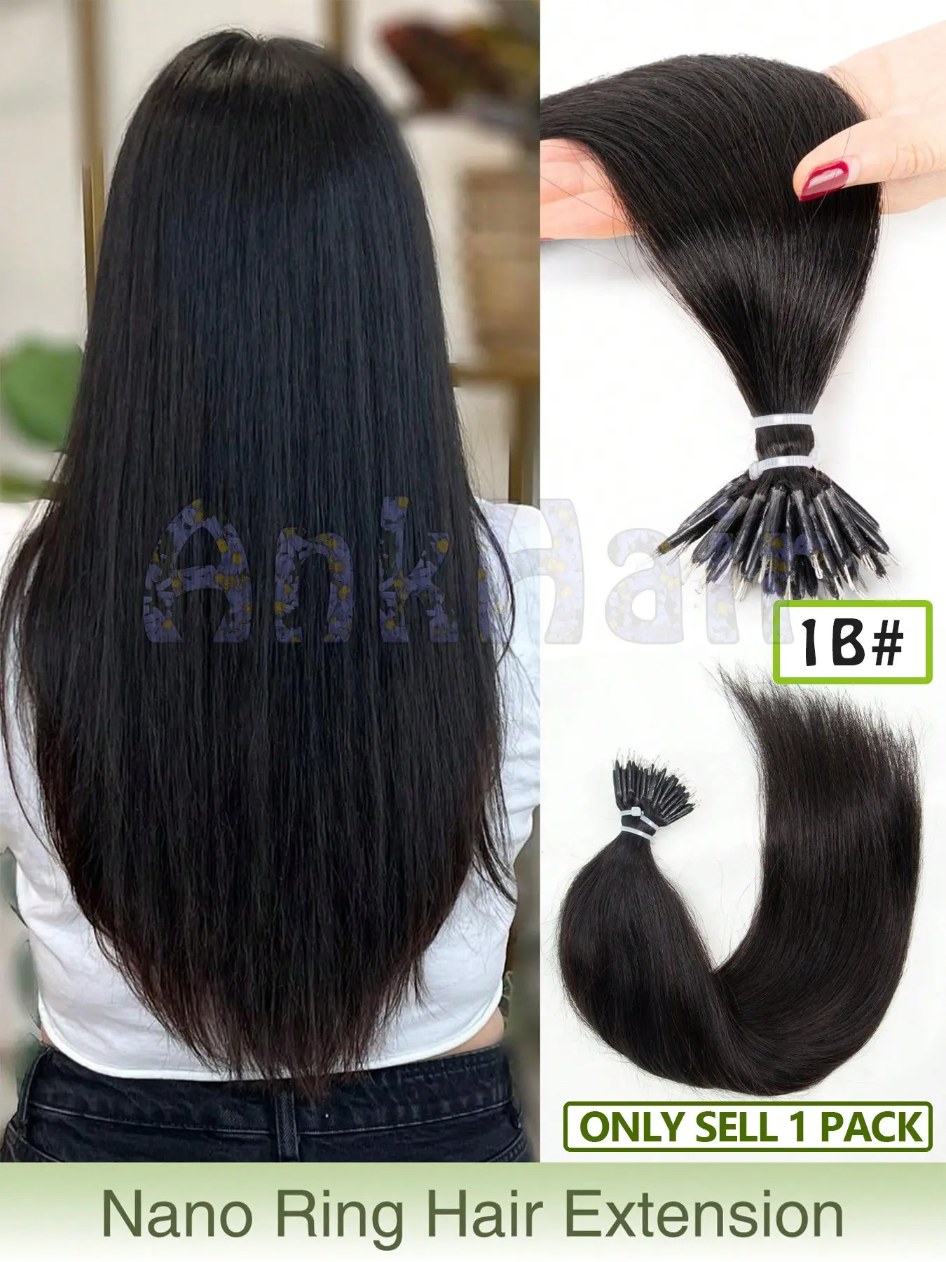 Micro Nano Rings Beads Loop Hair Extensions, Human Hair Extension, Human Hair Pieces, Nano Ring Extensions, Nano Tip Extensions, 30g/pack, 12-20inch