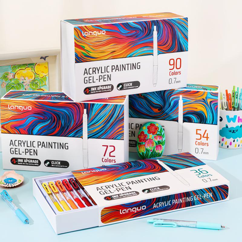 36/54/72/90 Colors Acrylic Painting Gel Pen,Retractable 0.7mm Tip,Rich Color Large Capacity Ink Pens,Art Supplie,For Diary,Card,DIY,Coloring, Doodling, Stackable colors, Clip Acrylic Gel Pen, Crafts Art Supplies, Acrylic Markers