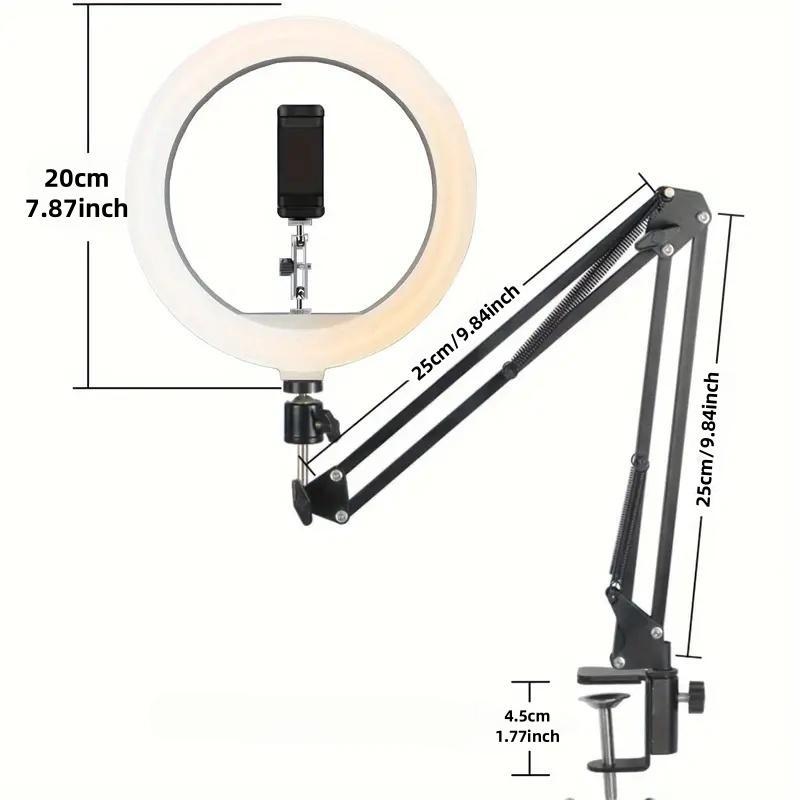 Live Streaming Ring Light for Perfect Makeup, Adjustable Beauty Desk Light for Indoor Photography, Ideal for Tiktok & Mobile Shooting, Led Posing Light