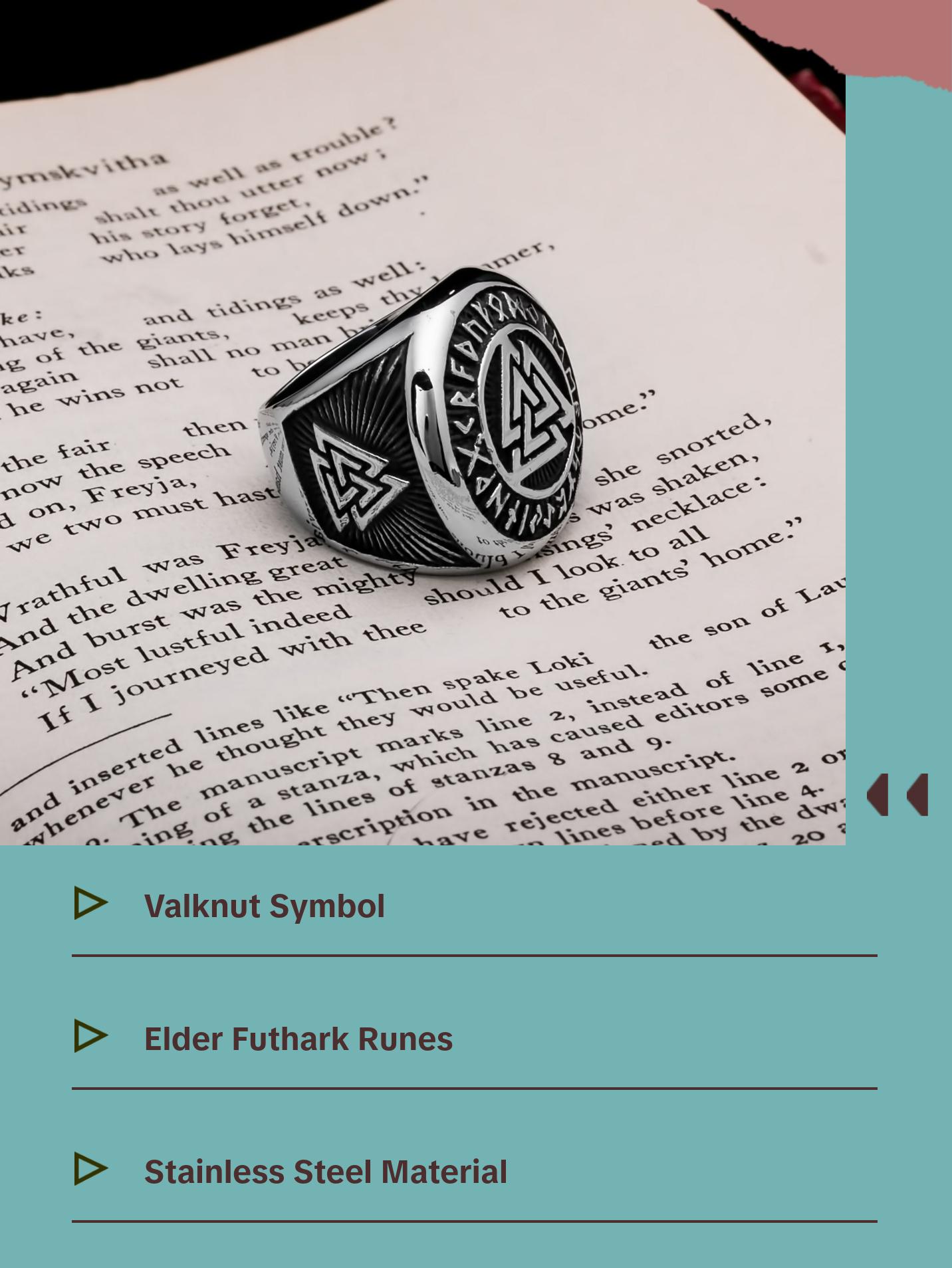 Viking Valknut Rune Ring 316L Stainless Steel