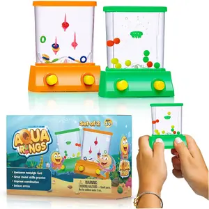 Portable Aqua Rings Handheld Water Game Set of 2 - 2.5x3.25 Inches, Press Buttons, Water Ring Toss & Basketball Hoop Toy, All Seasons Gift for No Younger Than 5, 80's-90's Retro Mini Car Road Trip Activity