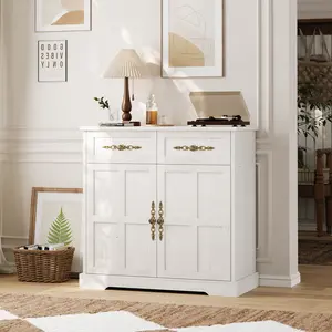 33.5" Buffet Sideboard with Storage – Vintage Coffee Bar Cabinet with 2 Drawers, Modern Wood Credenza for Living Room Dining Room