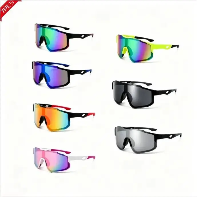 Men's Wrap Around Shades 7-Pack, Polarized Lenses with Assorted Mirrored Colors, Lightweight UV400 Protection for Sports, Sports Cycling Sunglasses,summer outifit,travel essentials, Sports Eyewear campingessentials