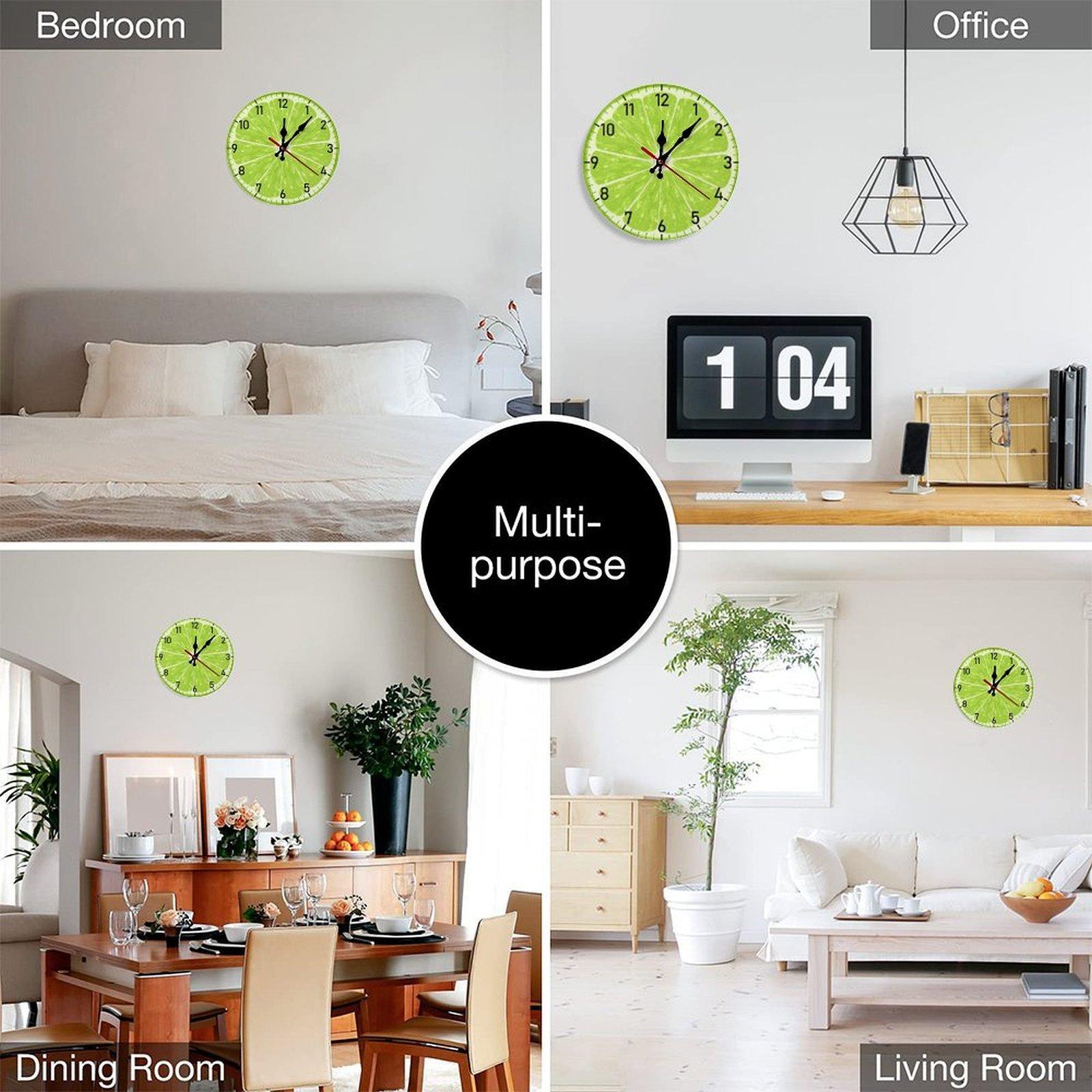 12 Inch Fresh Lime Slice Wooden Wall Clock | Silent Non-Ticking Fruit Kitchen Decor, No Battery Included, Perfect for Kitchen, Dining Room, Bedroom, Sunroom, Great gift