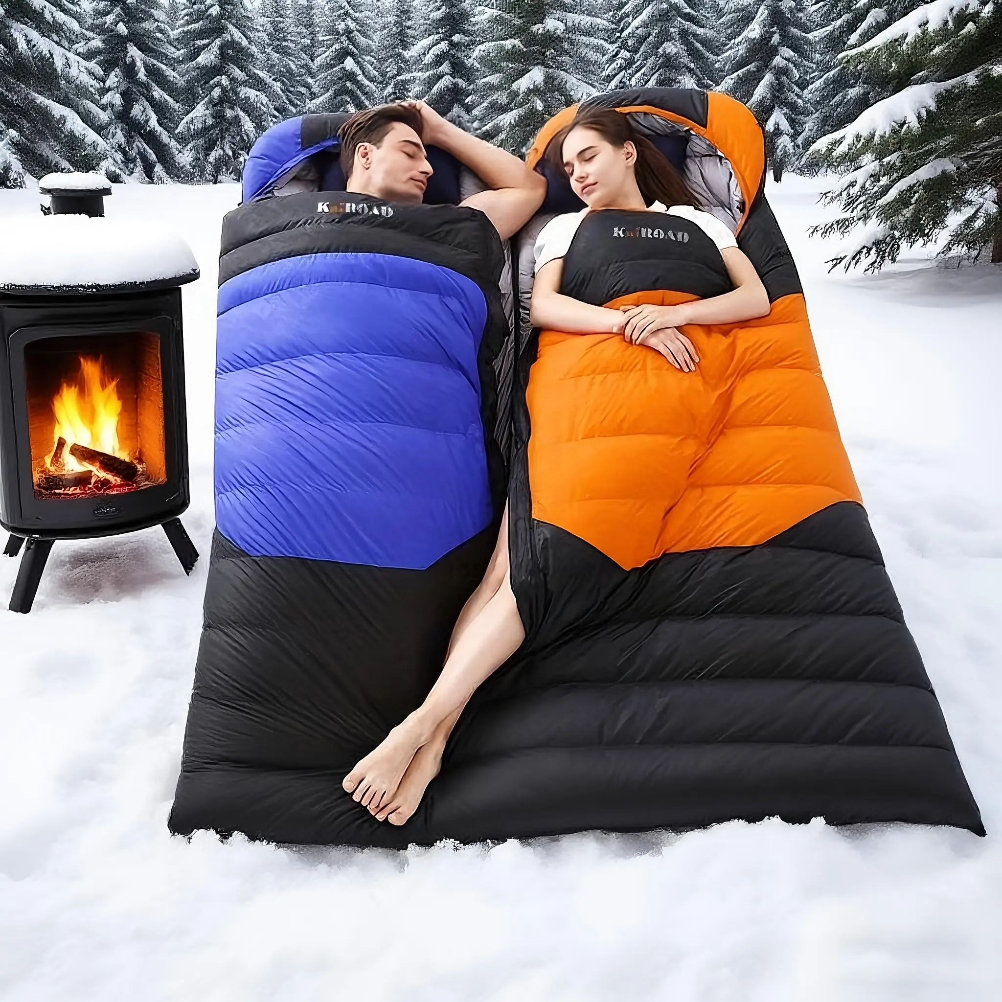 Thickened Full Length Sleeping Bag for Outdoor Camping, 4-Season Quilt Design for Unisex Adults, Provides Cold Protection, Thickened Quilt