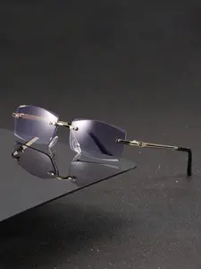 Luxury Elegant Metal Frameless Business Glasses, Trendy Casual Eyeglasses, Stylish Glasses, Unisex Rectangular Eyewear for All Seasons, Daily Wear & Work Use, Rectangle Frames Eyeglasses