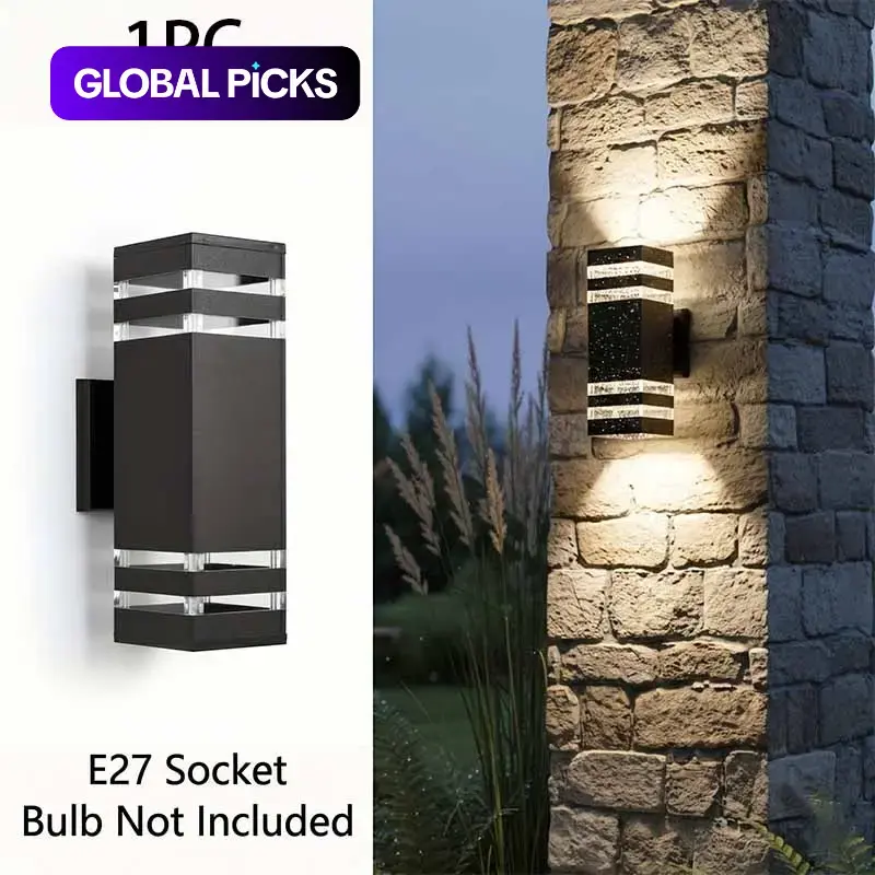 Square LED Outdoor Wall Light, Outdoor Light Fixtures, Hardwired Modern Lamp, Ip44 Rated, E27 Bulb, Ideal for Porch and Garage, House Lighting, Outdoor Lamps, Outdoor Porch Lights Wall Mount