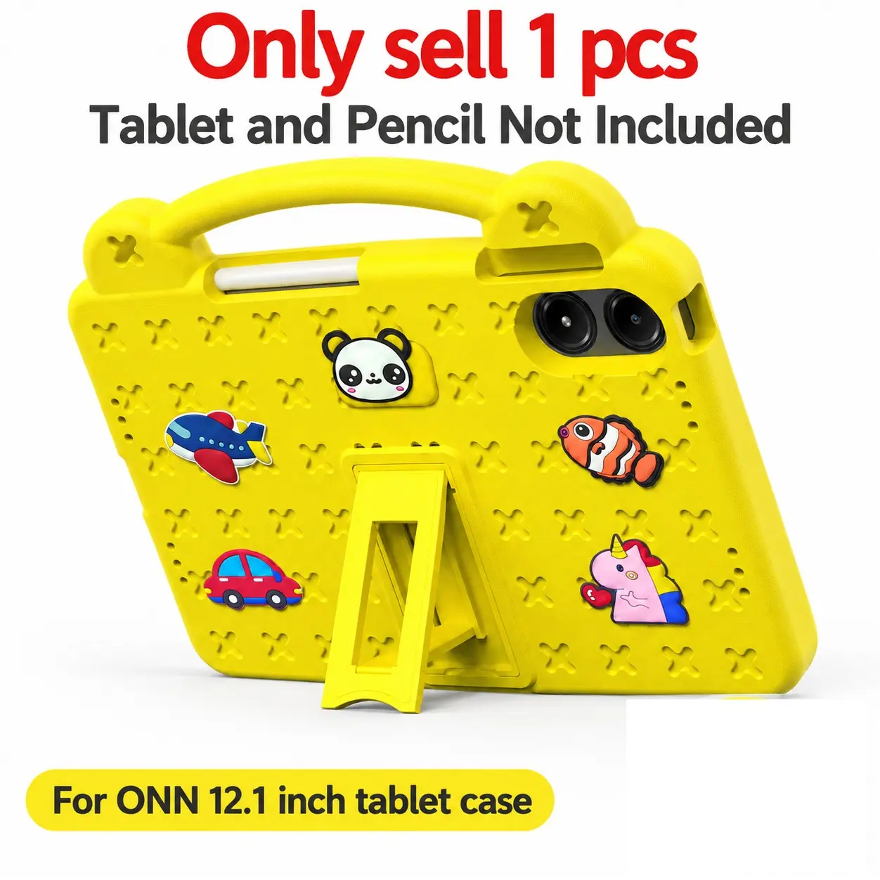 DIY Cute EVA Case for ONN 12.1" Tablet Pro 2024 (Model 100146663) – Kids-Proof Cover w/ Handle & Kickstand Tablet Casing Cover with Kickstand