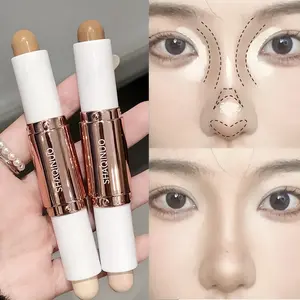 Double-Ended Highlighter Contour Stick, Long-Lasting Natural Finish, Waterproof Sweatproof, Buildable Coverage, Multi-Purpose Face Makeup